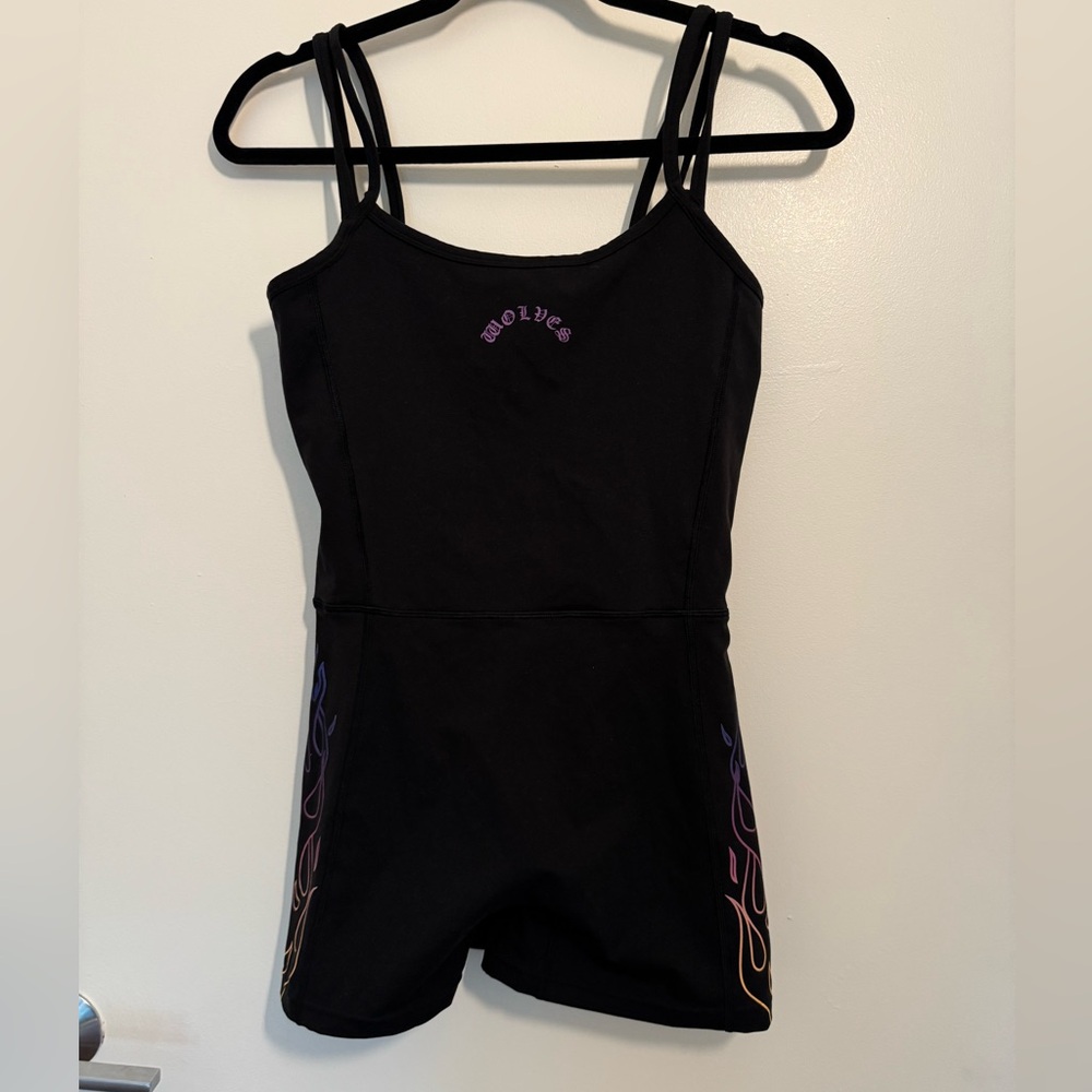 Darc Sport Black Jumpsuit with Purple Gradient Flame Accents